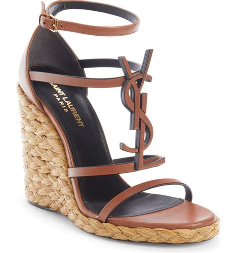 ysl cassandra raffia|Cassandra YSL Logo Raffia Wedge Sandal (Women) .